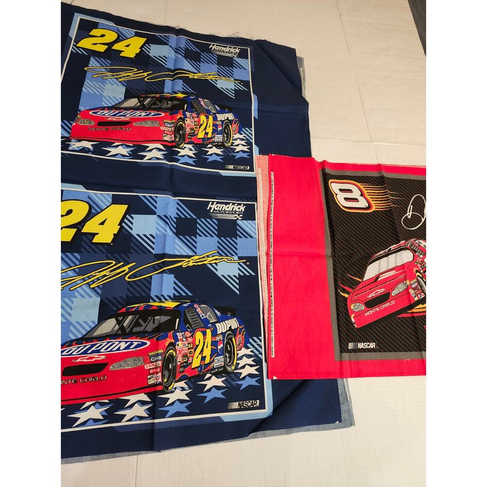 NASCAR Lot Of 3 Pillow Panels Jeff Gordan & Dale Earnhardt 2003 Spring Ind.